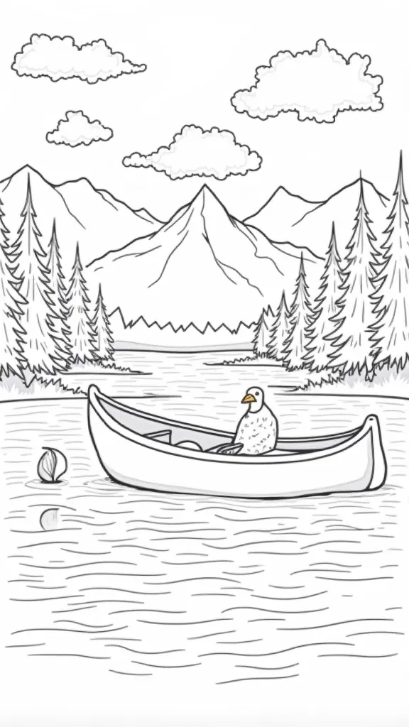 canoe coloring page